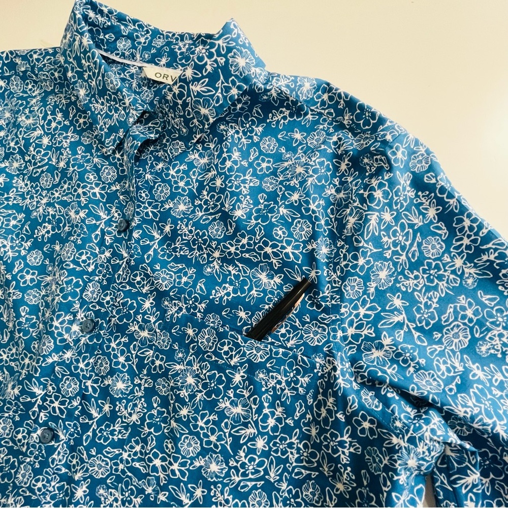 Orvis Women’s Blue Floral Print Long Sleeve Button Down Top Shirt Size 16 NWOT - Picture 7 of 14
